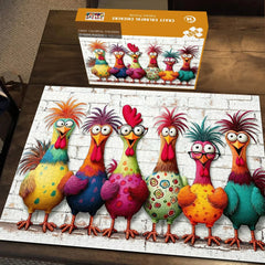 Puzzle con polli colorati pazzi, 1000 pezzi