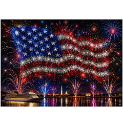 River Flag Fireworks Jigsaw Puzzle 1000 Pieces