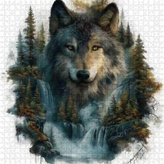 Loup à la cascade Puzzle de puzzle 1000 pièces