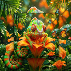 Rainforest Chameleon Jigsaw Puzzle 1000 Pieces