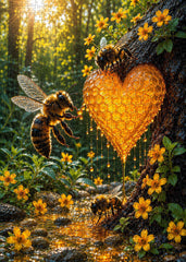 Puzzle con cuore di miele illuminato dal sole, 1000 pezzi