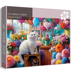 Katze unter Blumen Puzzle 1000 Stücke