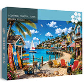 Puzzle Ville côtière colorée 1000 pièces