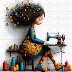 Puzzle Ragazza Cucita 1000 Pezzi
