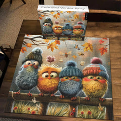 Süße Vogelwinterparty -Puzzles 1000 Stücke