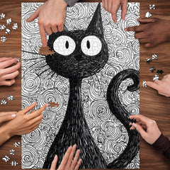 Whimsical Ink Cat Jigsaw Puzzle 1000 Pieces
