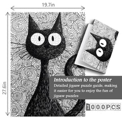 Whimsical Ink Cat Jigsaw Puzzle 1000 Pieces