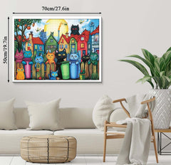 Colorido Cat Street Jigsaw Puzzle 1000 piezas