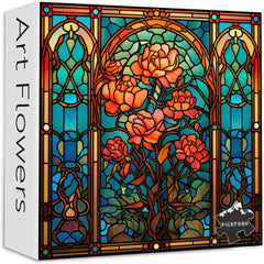 Buntglasblumen -Puzzle 1000 Stücke