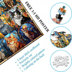Stained Glass Cats Jigsaw Puzzle 1000 Piece