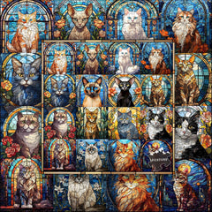 Stained Glass Cats Jigsaw Puzzle 1000 Piece