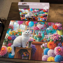 Katze unter Blumen Puzzle 1000 Stücke