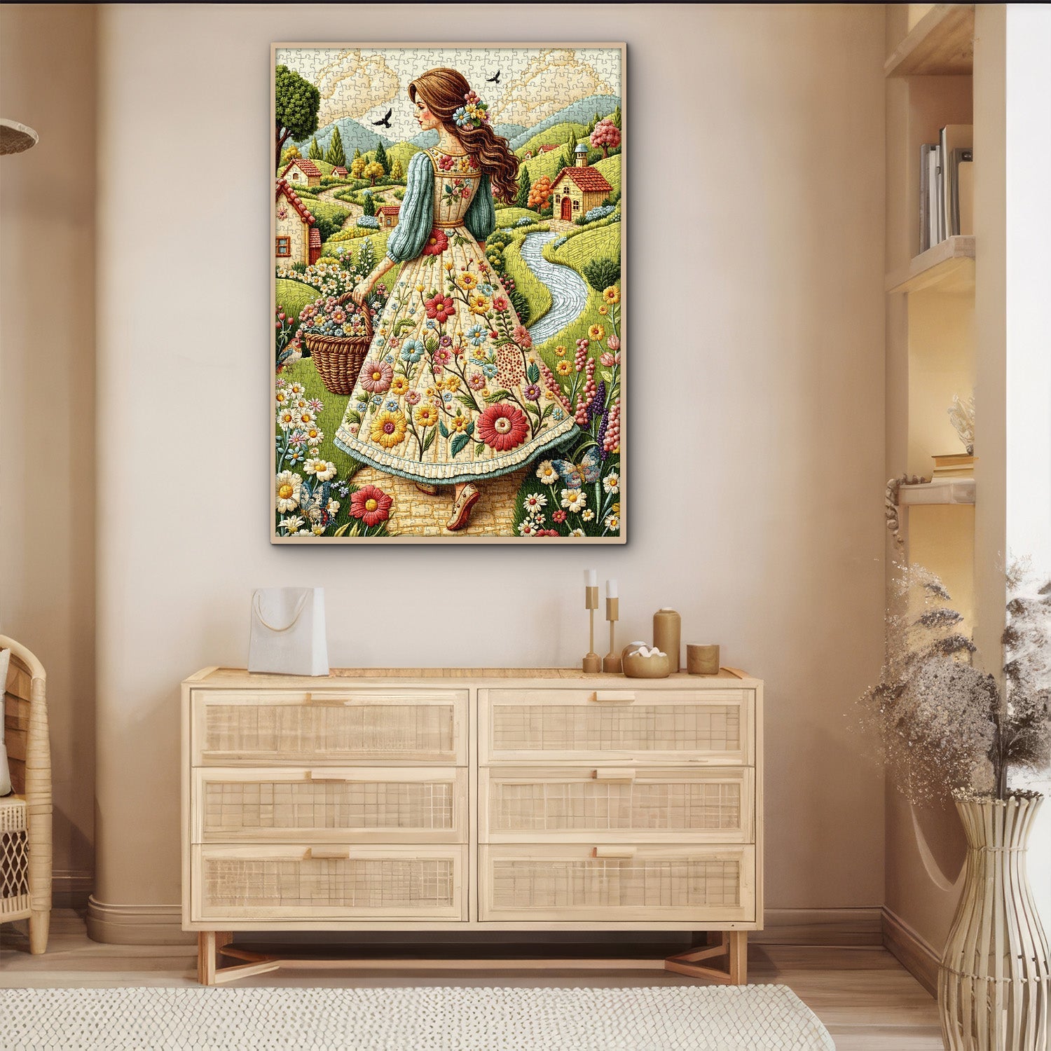 Floral Country Lady Jigsaw Puzzle 1000 Pieces