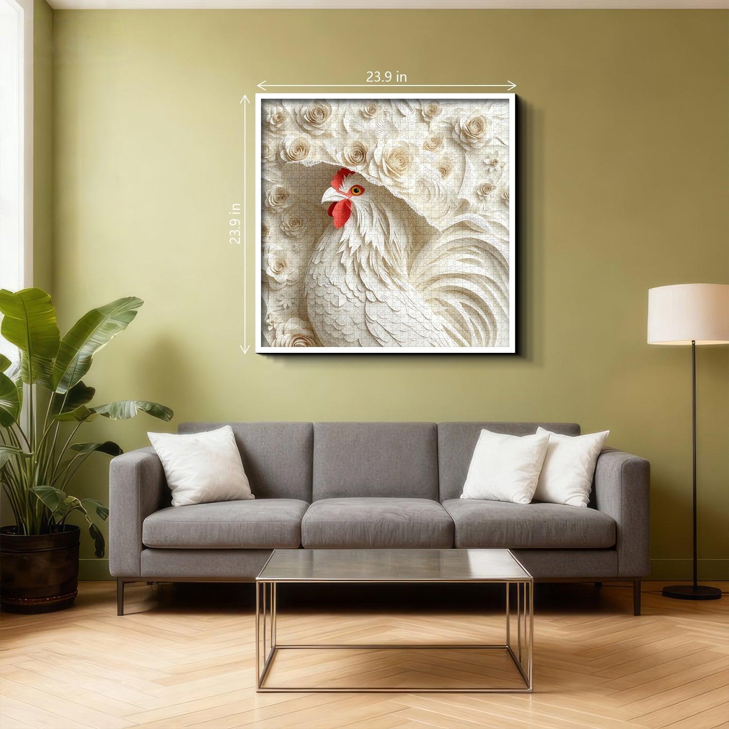 Elegant Floral Rooster Jigsaw Puzzle 1000 Pieces