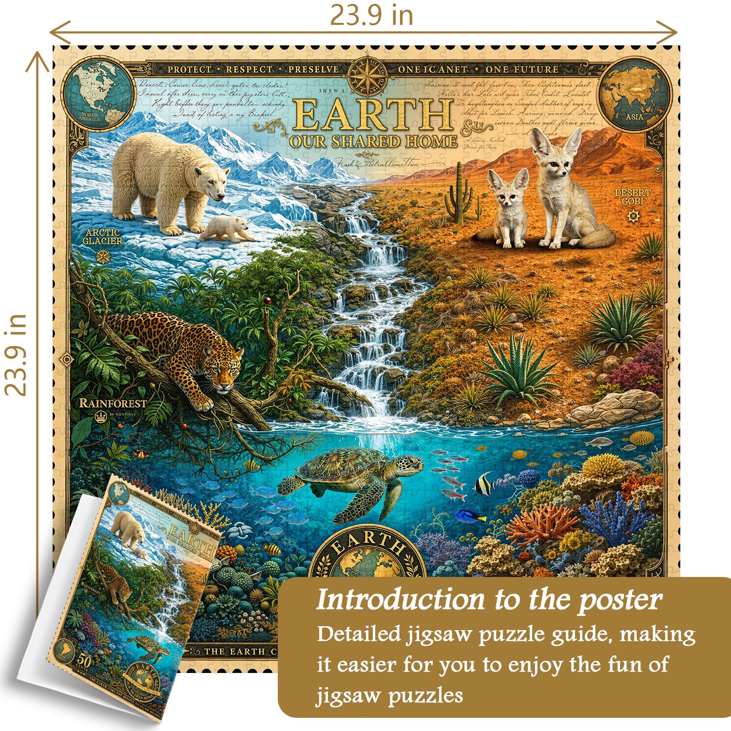 Puzzle de timbres sur la conservation du biome mondial 1000 pièces
