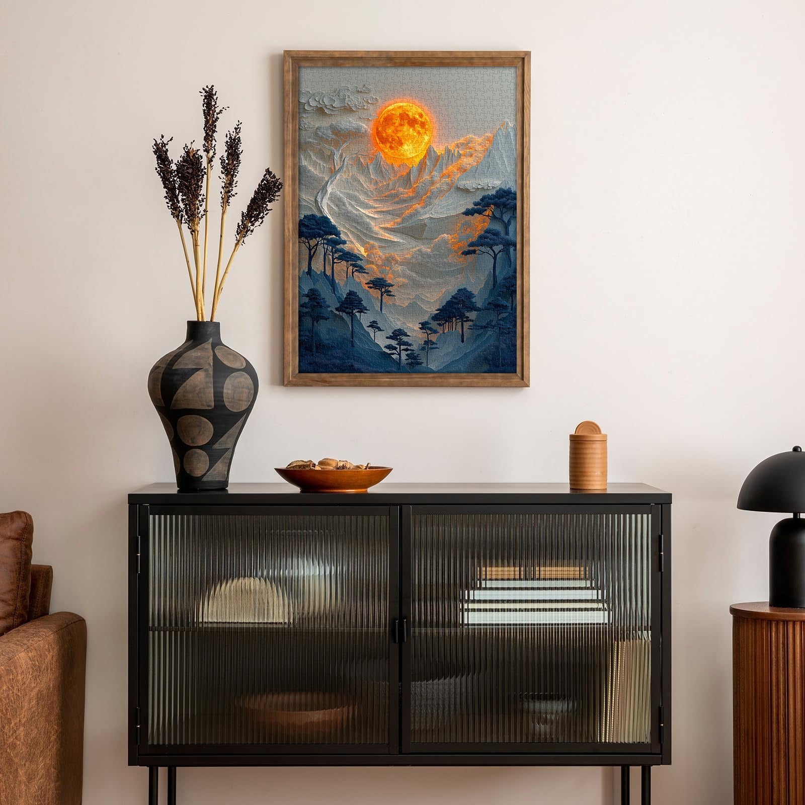 Rompecabezas de montañas iluminadas por la luna 1000 piezas