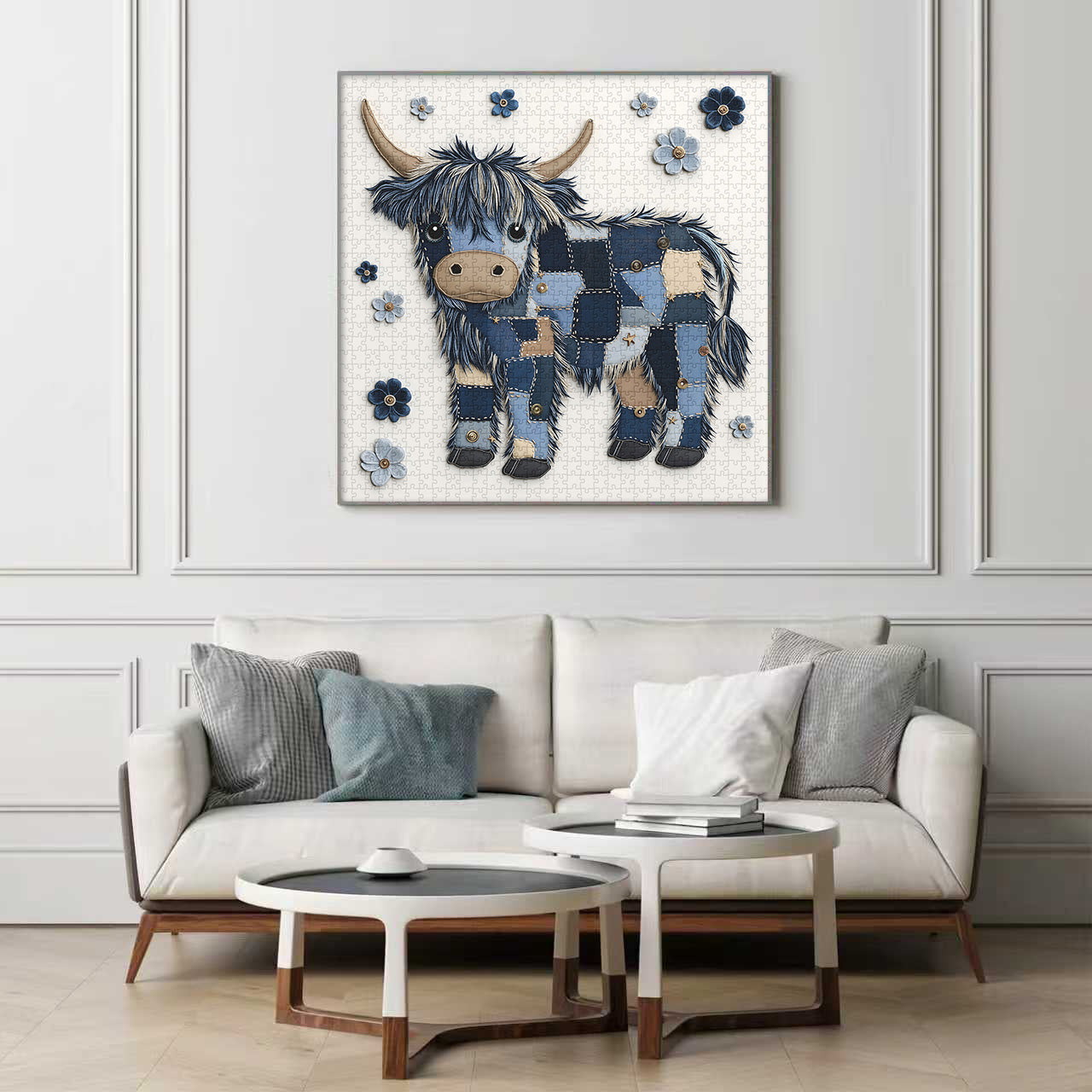 Blue Denim Highland Cow Puzzle 1000 Teile