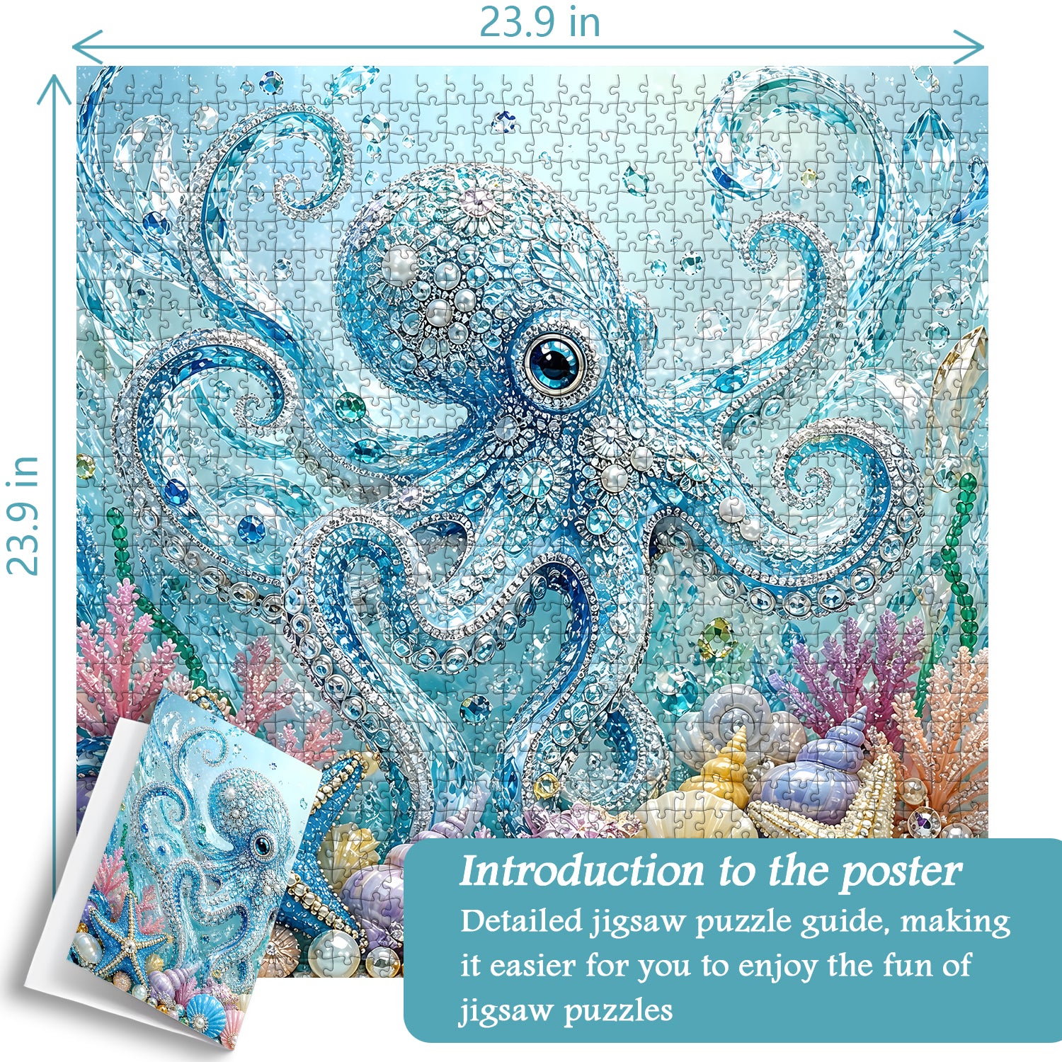 Puzzle con polpo oceanico ingioiellato, 1000 pezzi