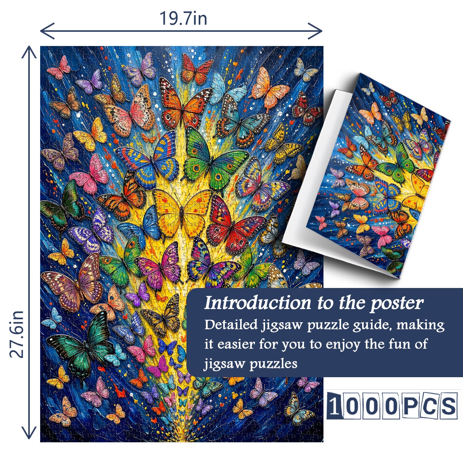Colorful Butterfly Burst Jigsaw Puzzle 1000 Pieces