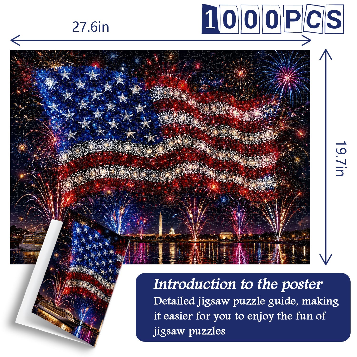 River Flag Fireworks Jigsaw Puzzle 1000 Pieces