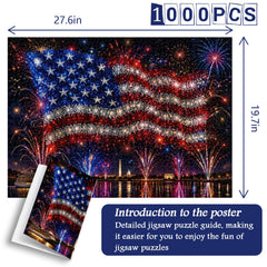 River Flag Fireworks Jigsaw Puzzle 1000 Pieces