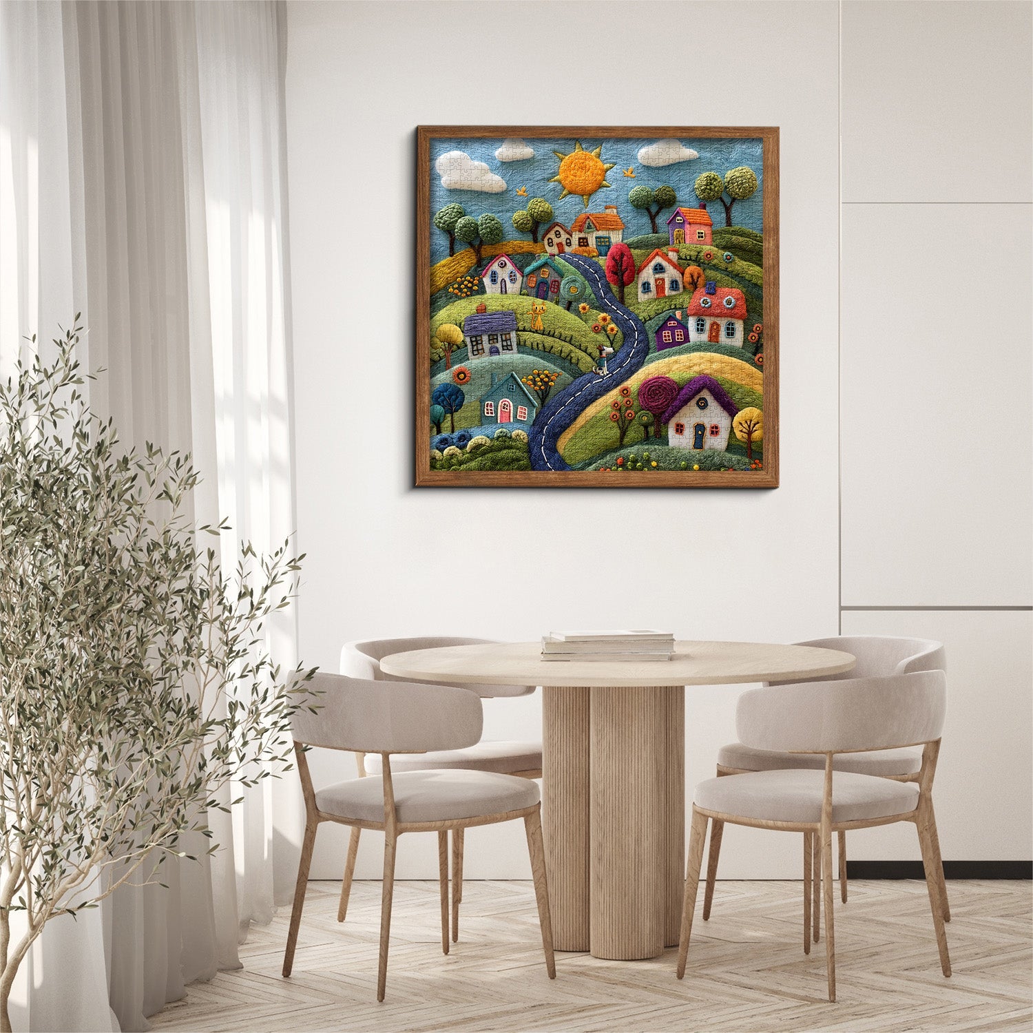 Whimsical Wool Village Jigsaw Puzzle 1000 Pieces