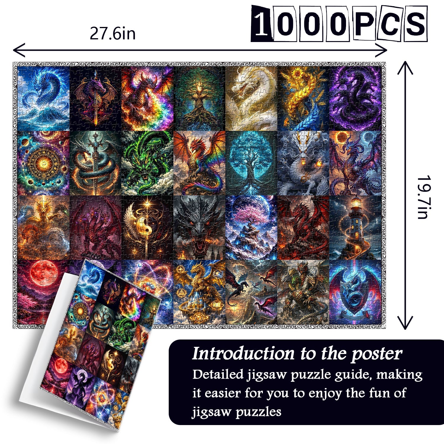 Elemental Dragon Collage Jigsaw Puzzle 1000 Pieces