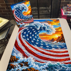 Stars and Stripes Wave Jigsaw Puzzle 1000 Pieces
