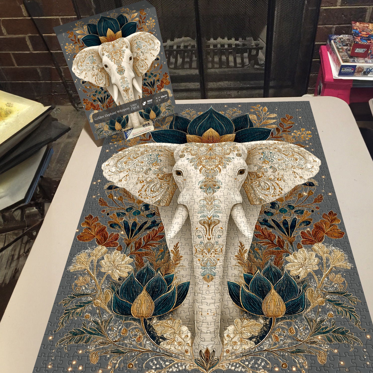 Golden Elephant Whispers Jigsaw Puzzle 1000 Pieces