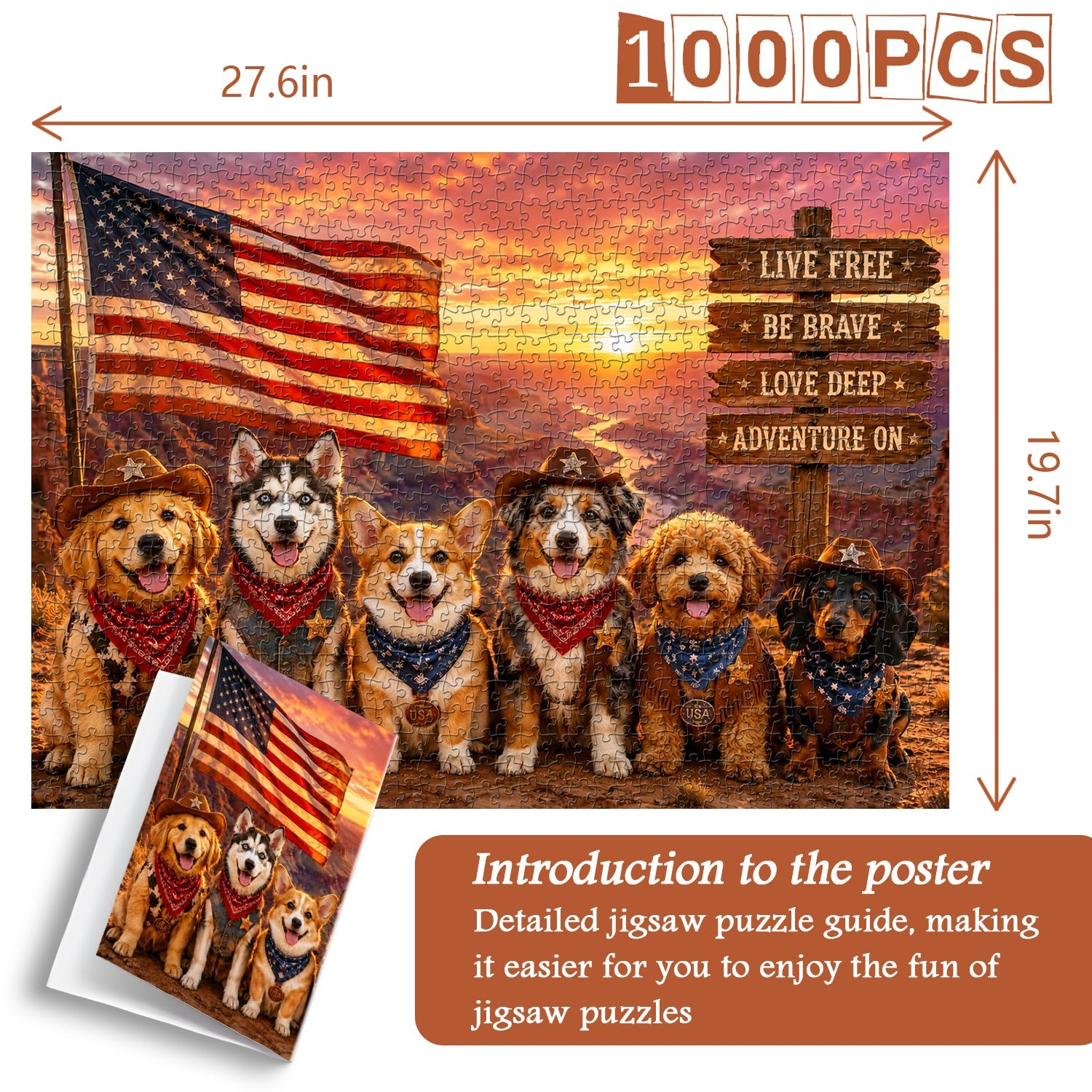Cowboy Dog Crew Jigsaw Puzzle 1000 Pieces