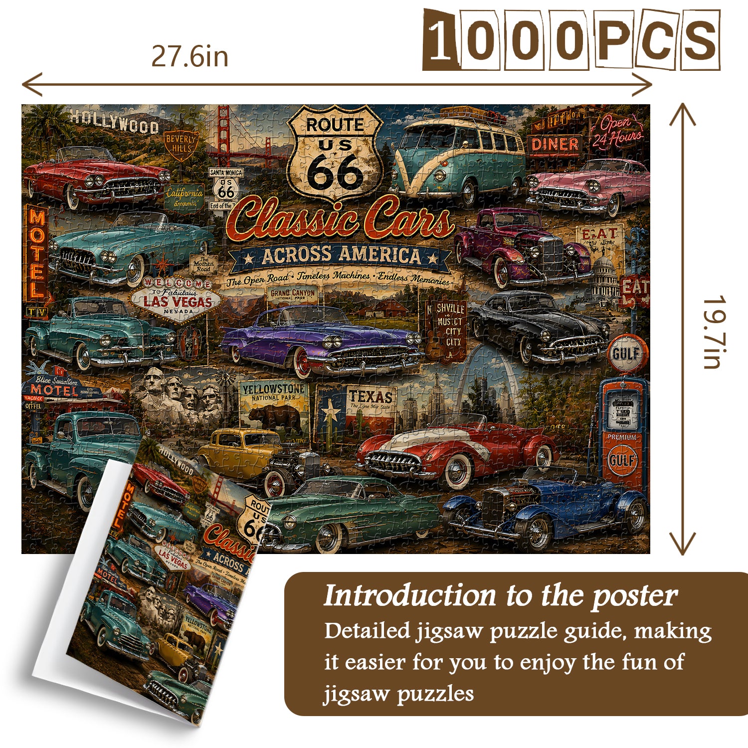 Puzzle di auto d'epoca d'epoca, 1000 pezzi