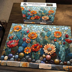 Pun puzzle 1000 pezzi di puzzle di cactus in vetro colorato 1000 pezzi