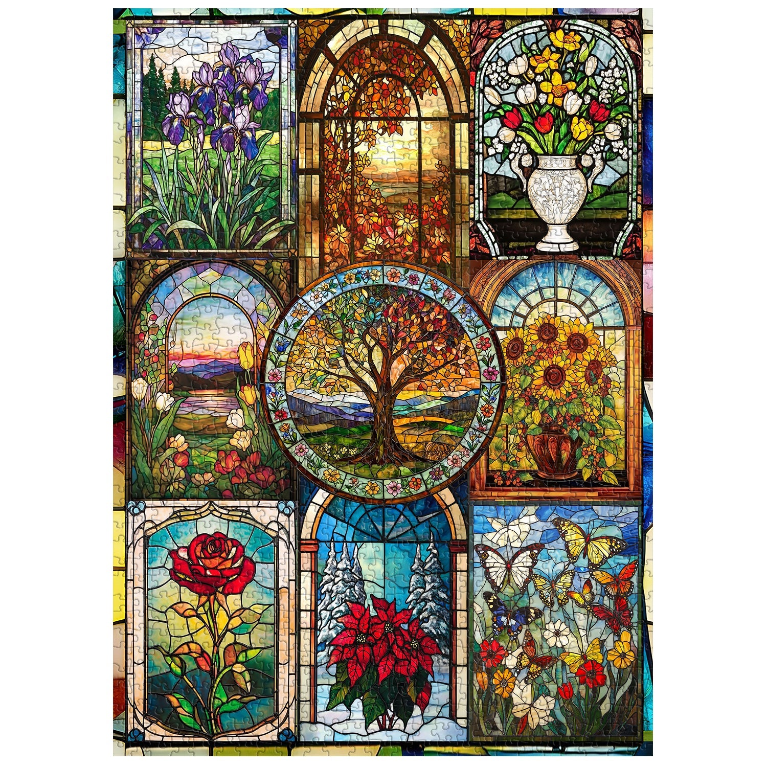 Artistic Floral Windows Jigsaw Puzzle 1000 Pieces