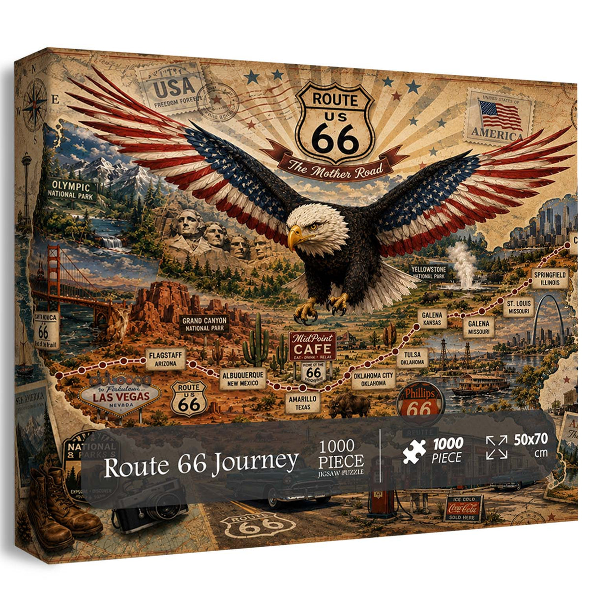 Puzzle del viaggio Route 66, 1000 pezzi