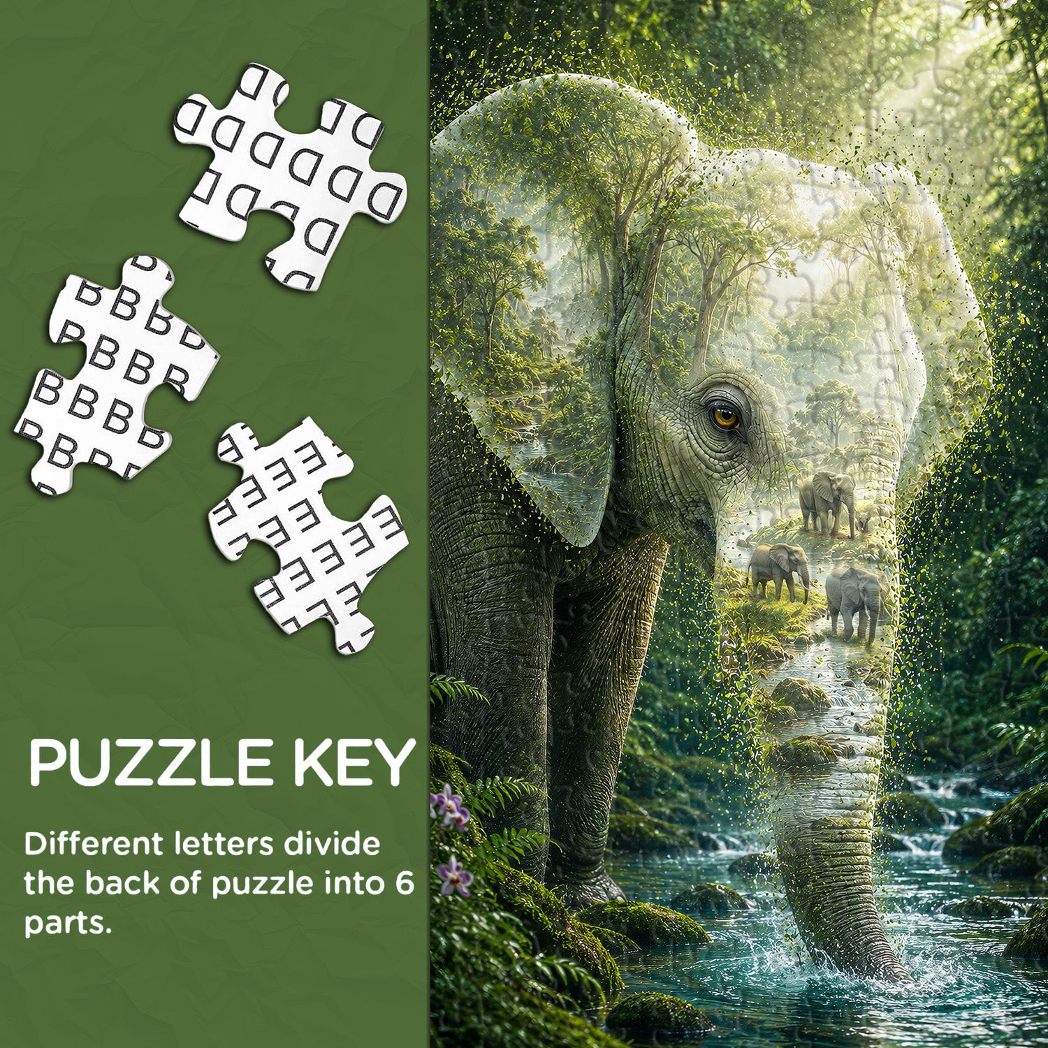 Puzzle dell'anima della foresta dell'elefante, 1000 pezzi