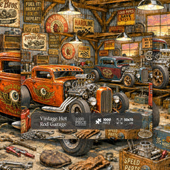 Rompecabezas Vintage Hot Rod Garage, 1000 piezas