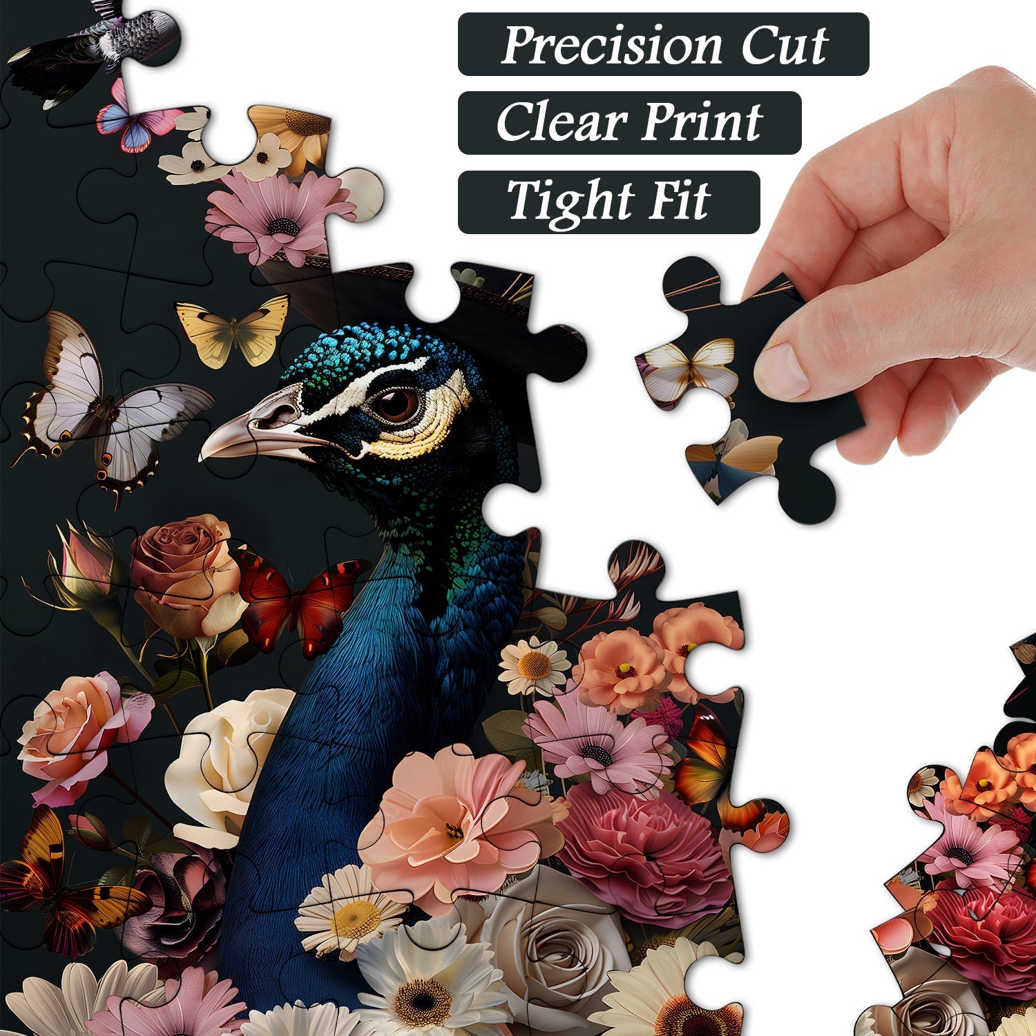 Puzzle floral de paon de paon 1000 pièces