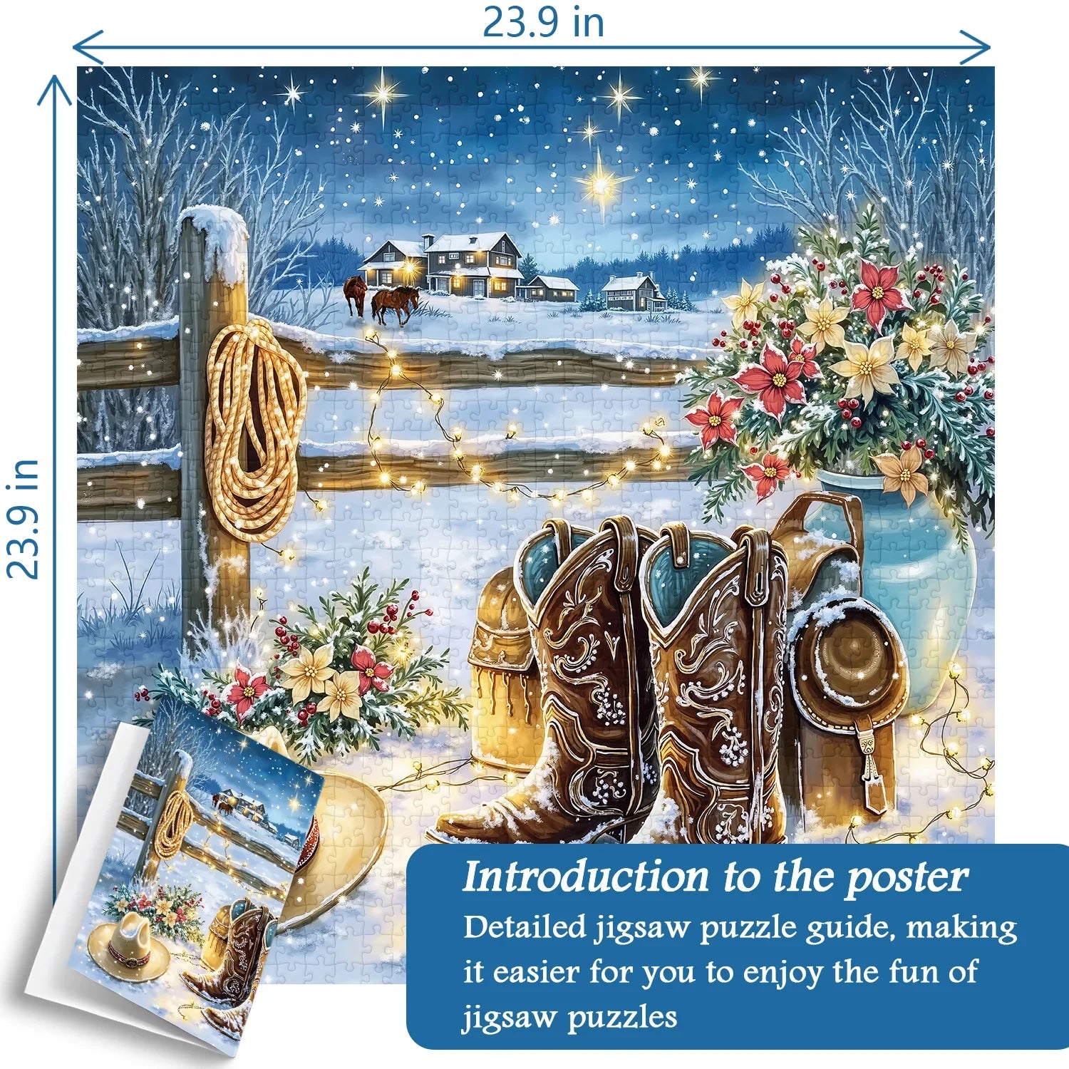 Snowy Night Ranch Jigsaw Puzzle 1000 Pieces