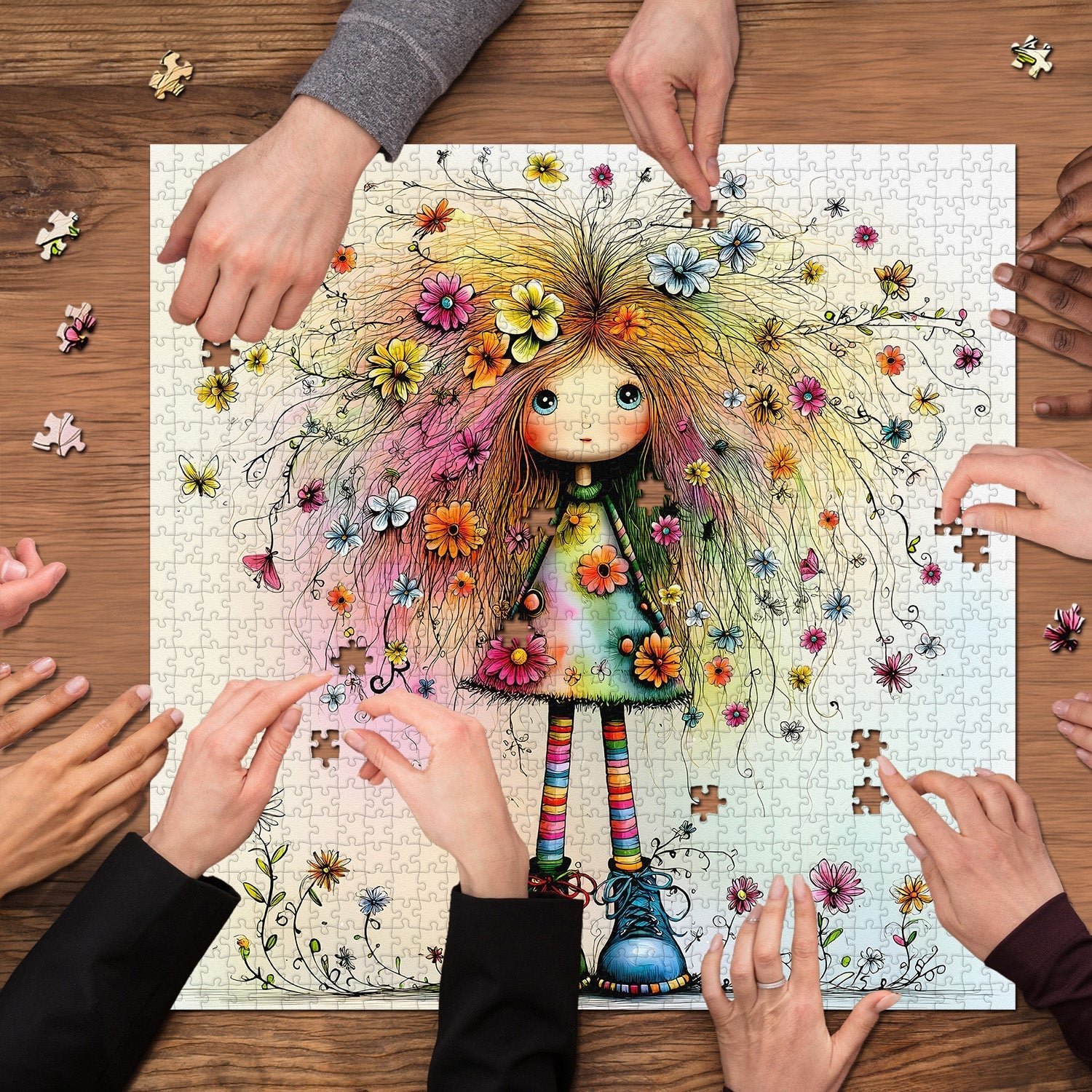 Floral Hair Doll Jigsaw Puzzle 1000 Pieces