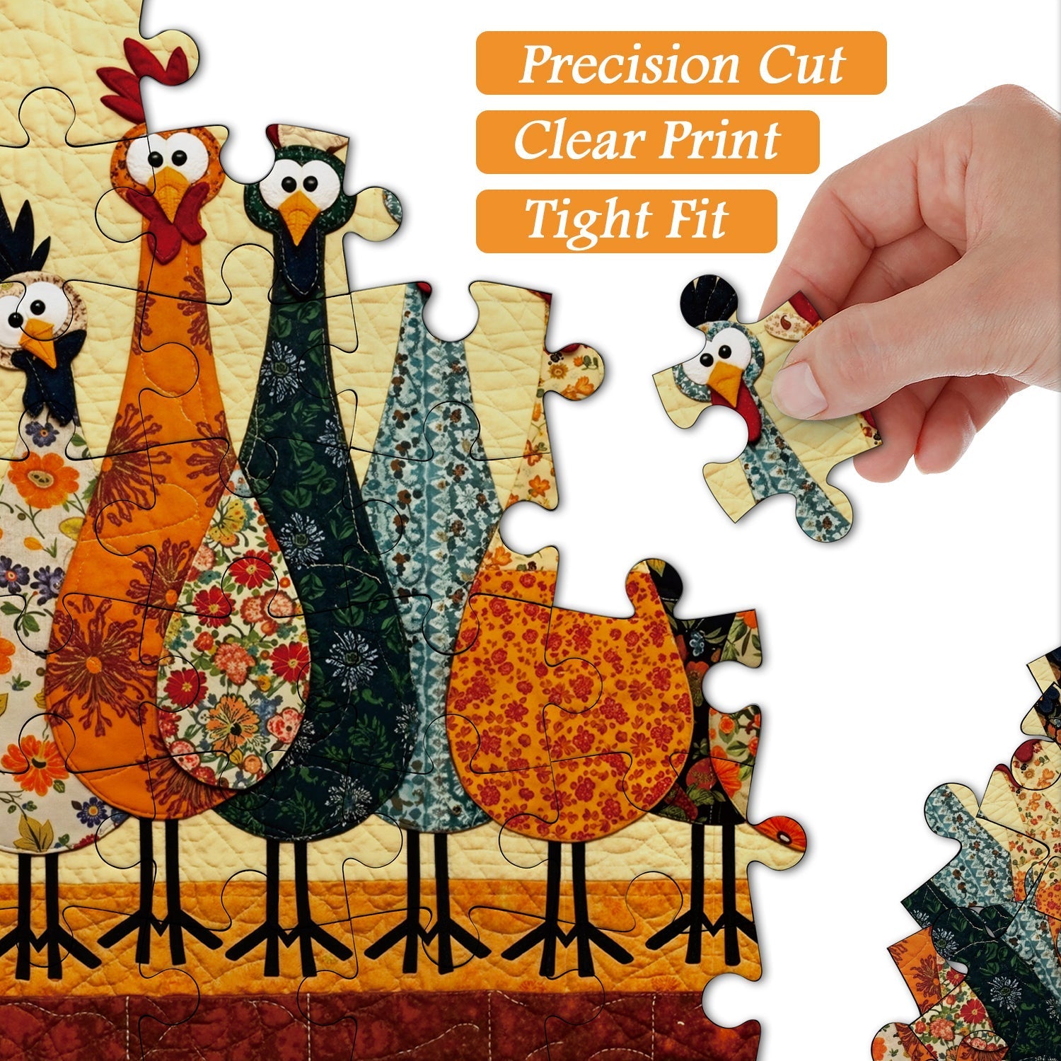 Fabric Chickens Jigsaw Puzzle 1000 Pieces
