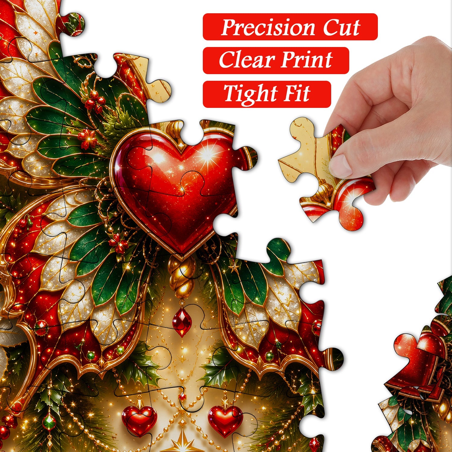 Puzzle natalizio a forma di cuore con farfalla, 1000 pezzi