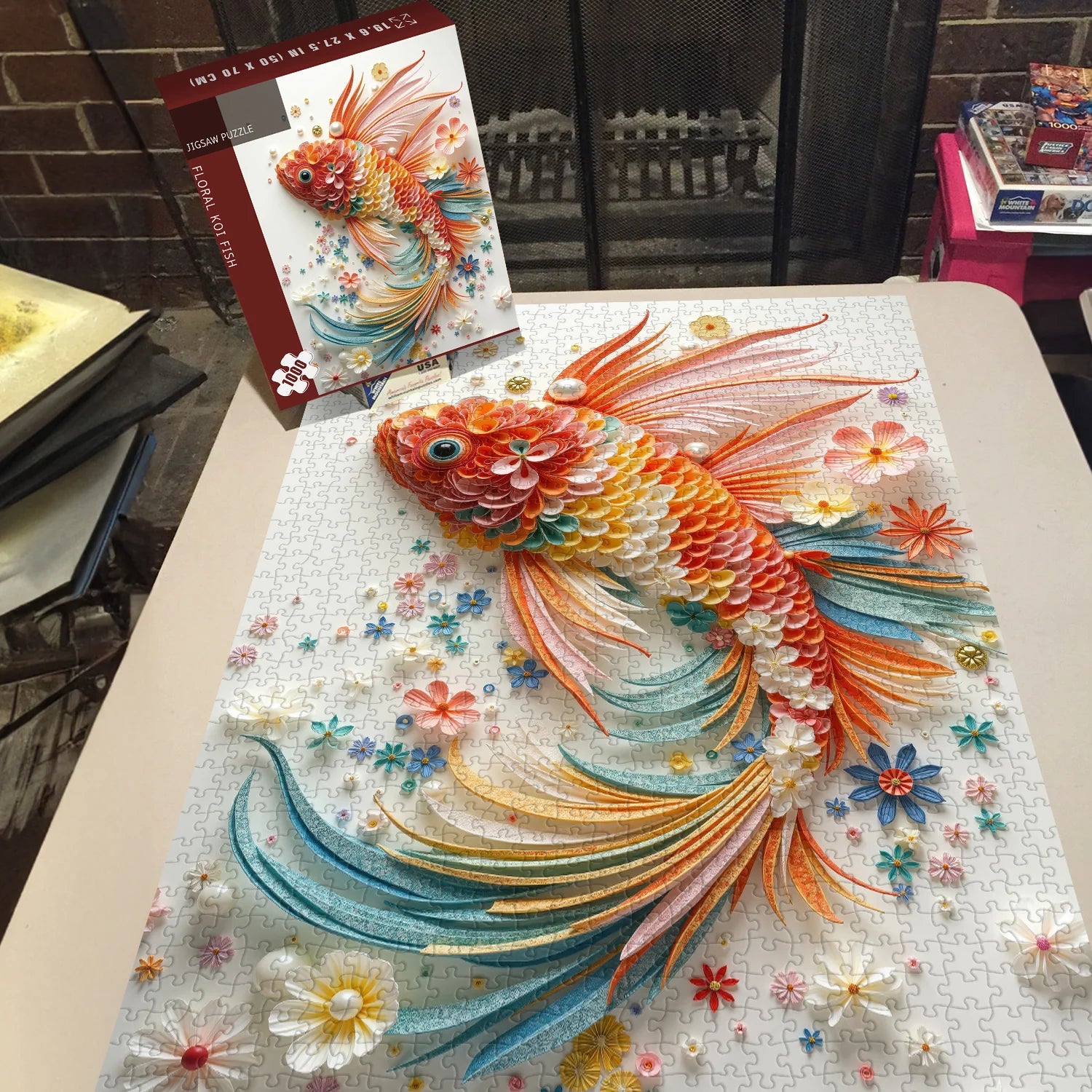 Rompecabezas floral de peces Koi de 1000 piezas