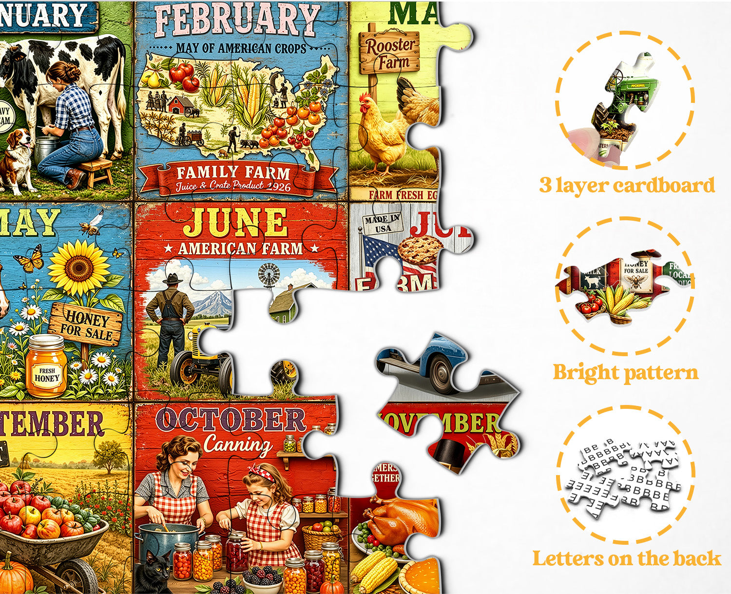 Twelve Farm Months Jigsaw Puzzle 1000 Pieces