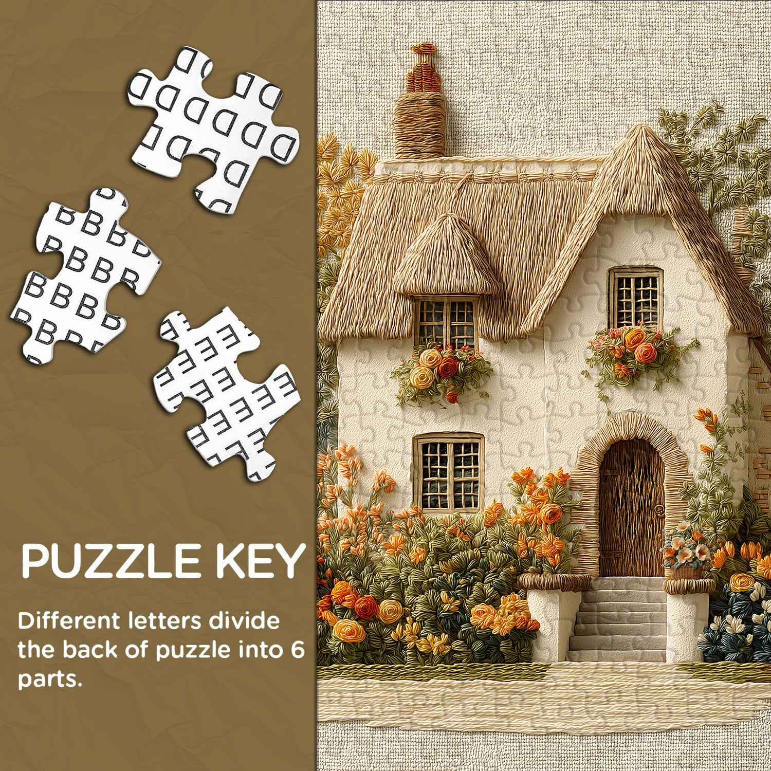 Embroidered Garden Cottage Jigsaw Puzzle 1000 Pieces