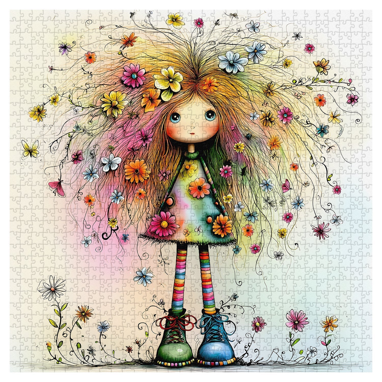 Floral Hair Doll Jigsaw Puzzle 1000 Pieces
