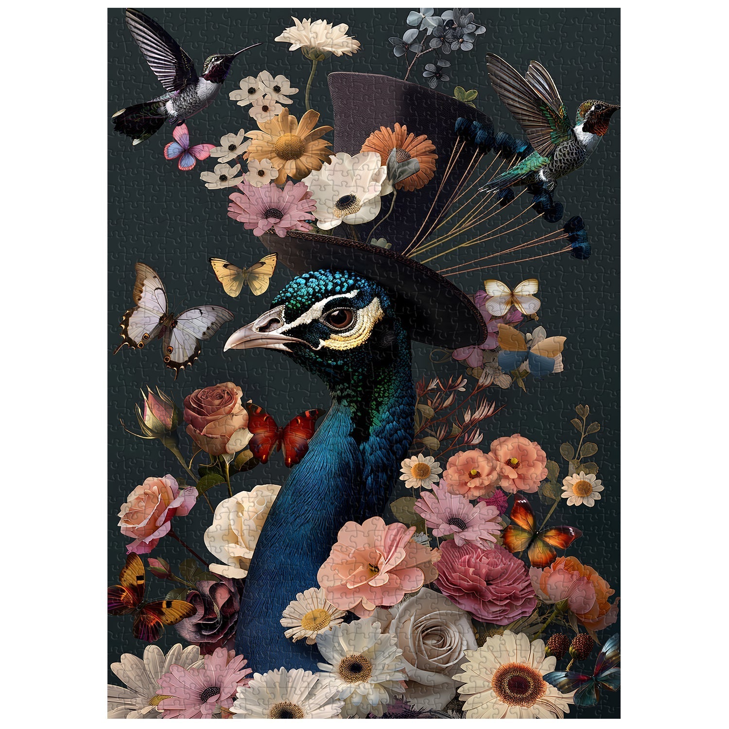 Puzzle floral de paon de paon 1000 pièces