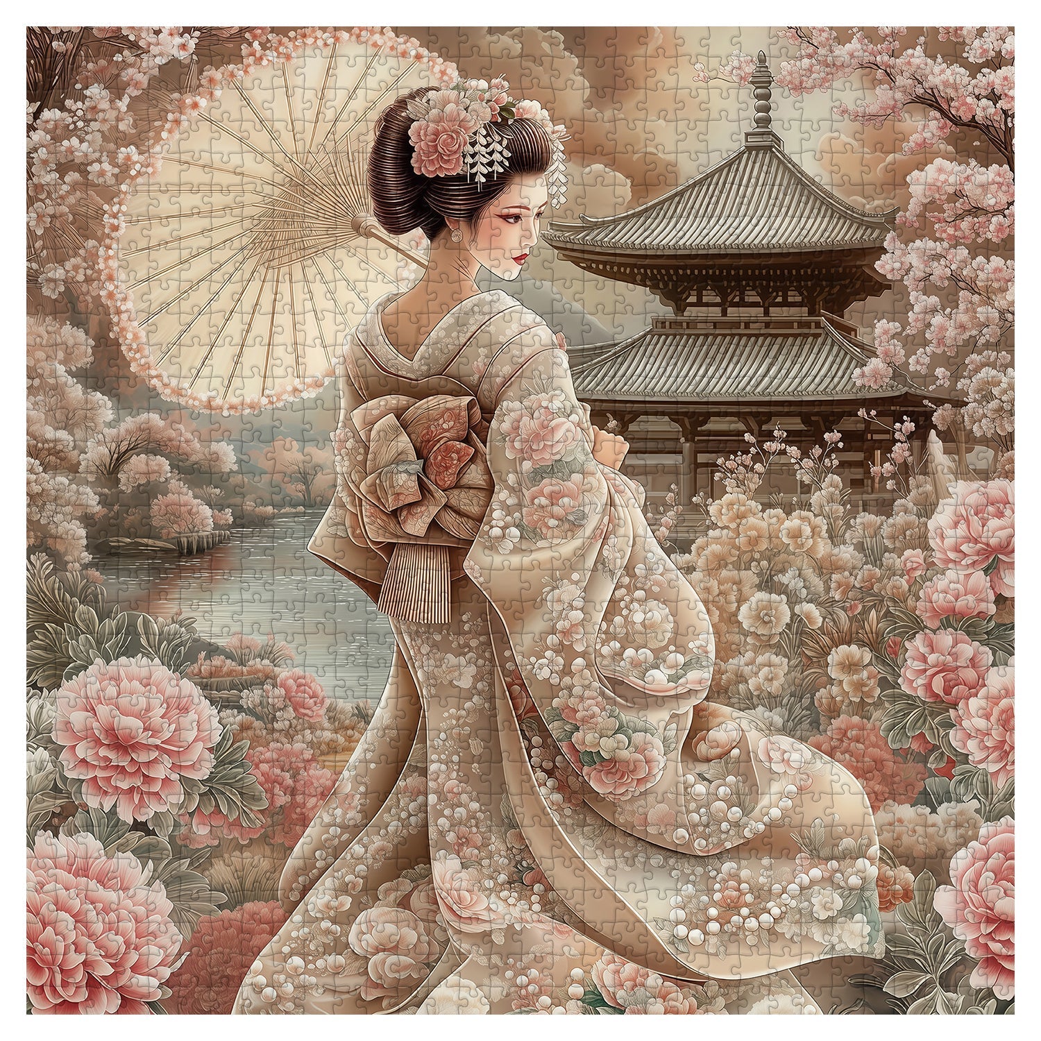 Kimono Floral Feast Jigsaw Puzzle 1000 Pieces