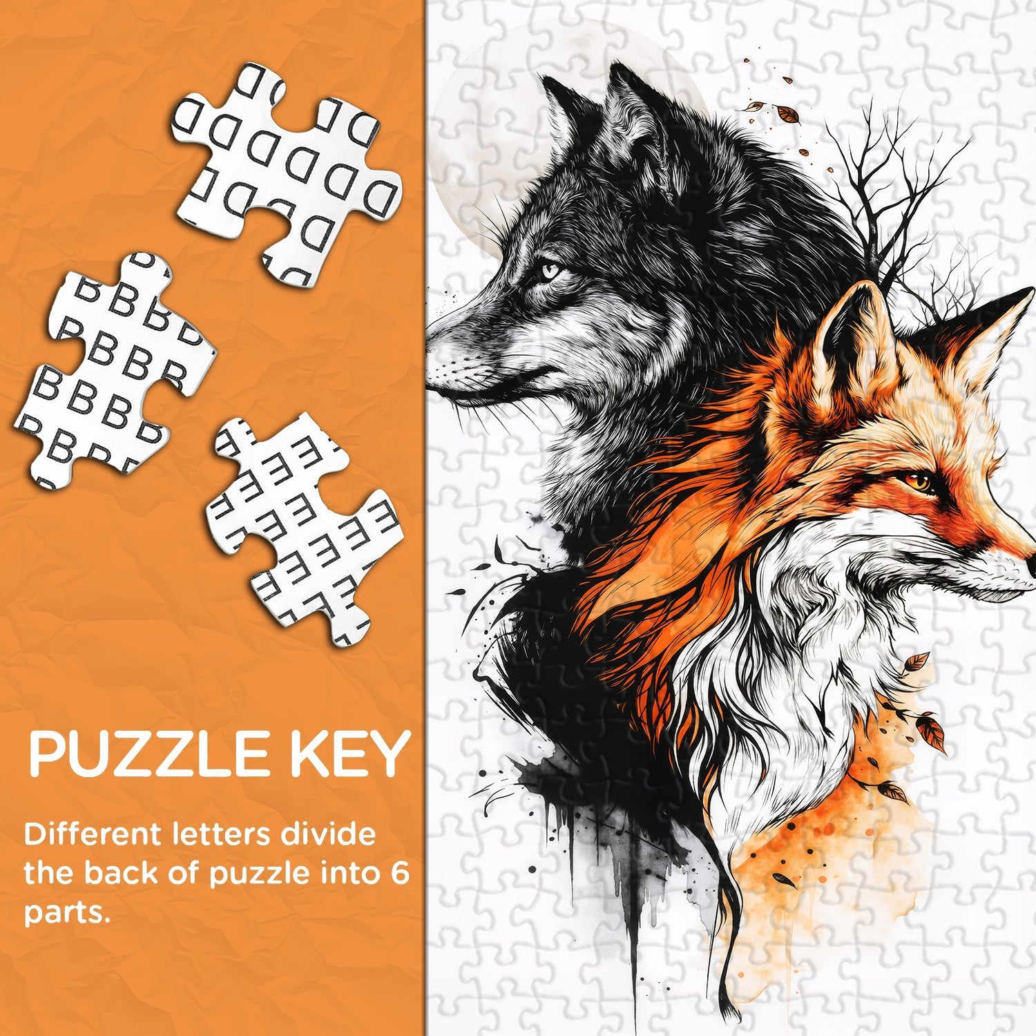 Wolf Fox Art Puzzle 1000 Teile