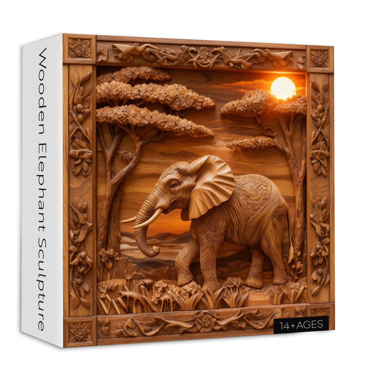Wooden Elephant Sculpture Jigsaw Puzzle 1000 Pieces