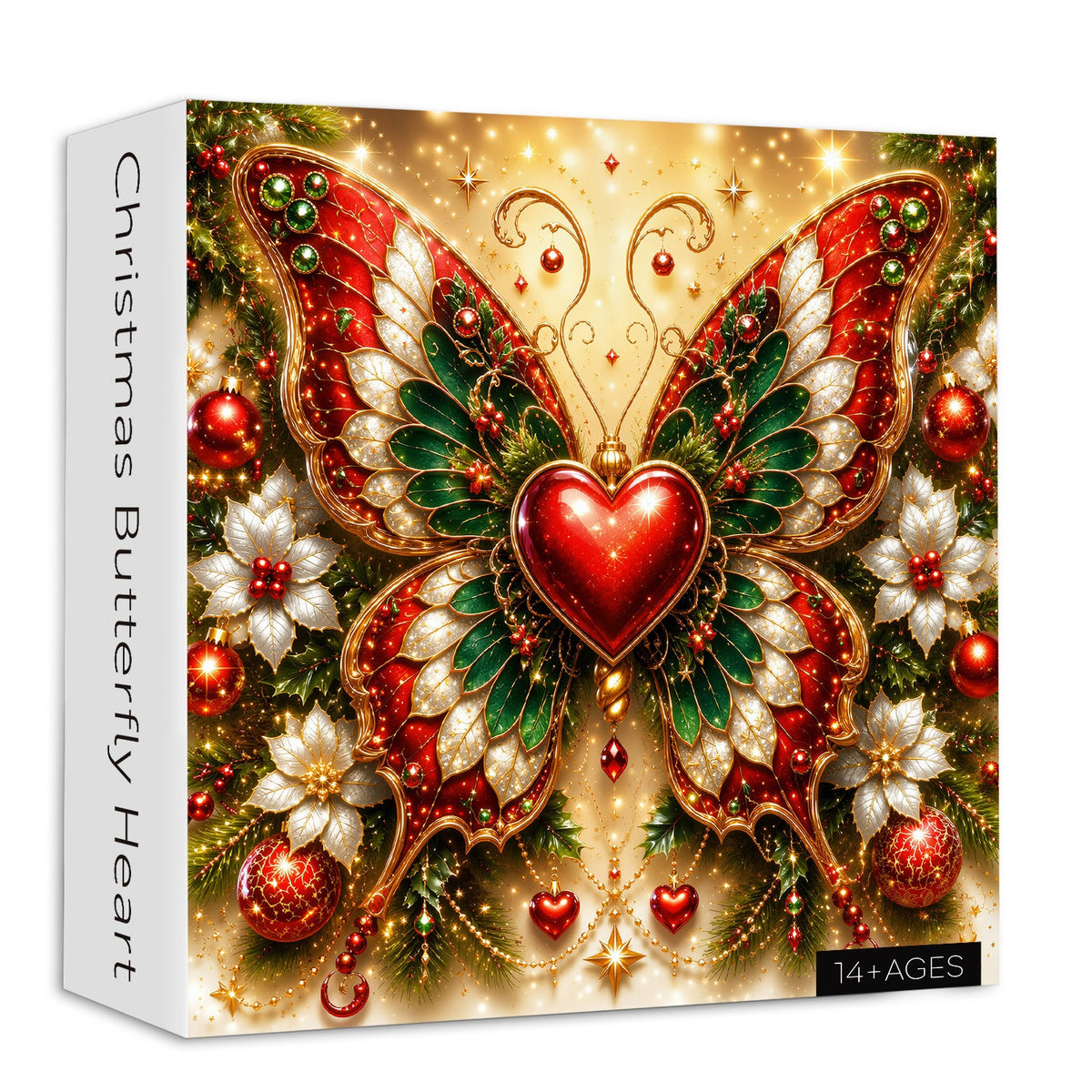 Puzzle natalizio a forma di cuore con farfalla, 1000 pezzi